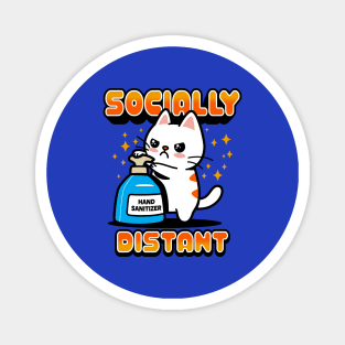 Socially Distant Funny Kawaii Cat Meme Magnet